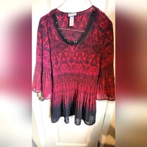 Woman's Red to Black Ombre Top